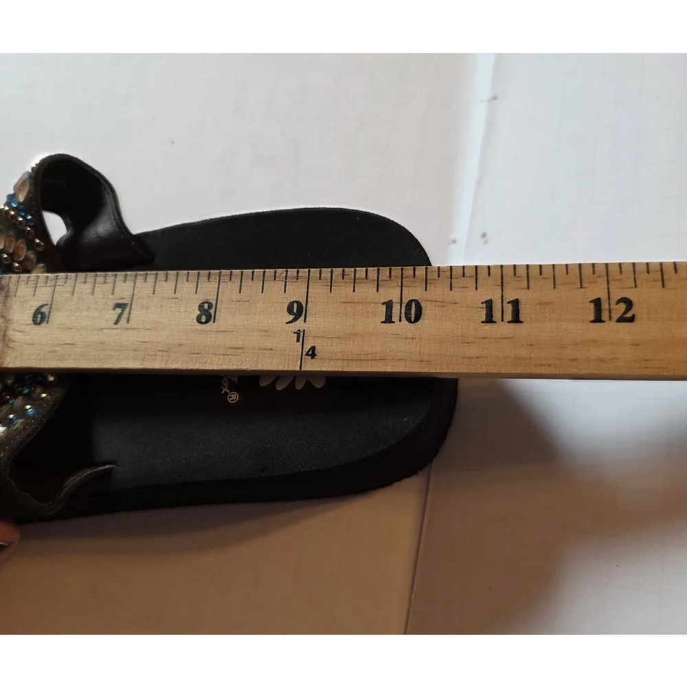 Yellow Box Turquoise Jovanna Flip Flops Rhinestone Sparkle Sandals Size 10 - Picture 13 of 13